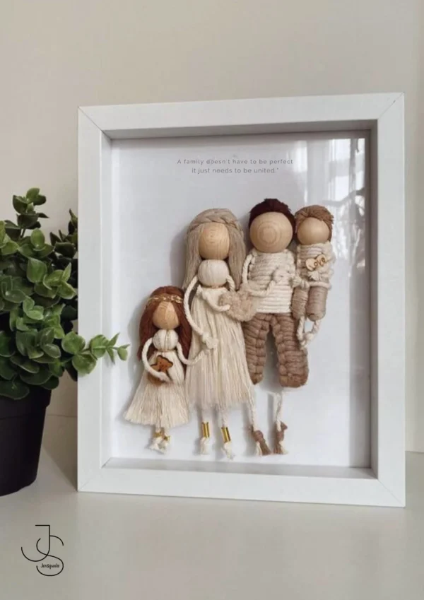 BEADOLLS IN A BOX - Wooden bead and tassel based customized dolls in a shadow box, personalised gifts for birthdays and anniversaries and family gatherings