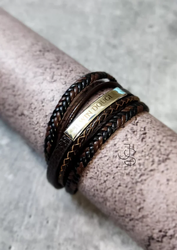 IMPRINT BROWN MENSLET - Customised engraved Bracelet for men