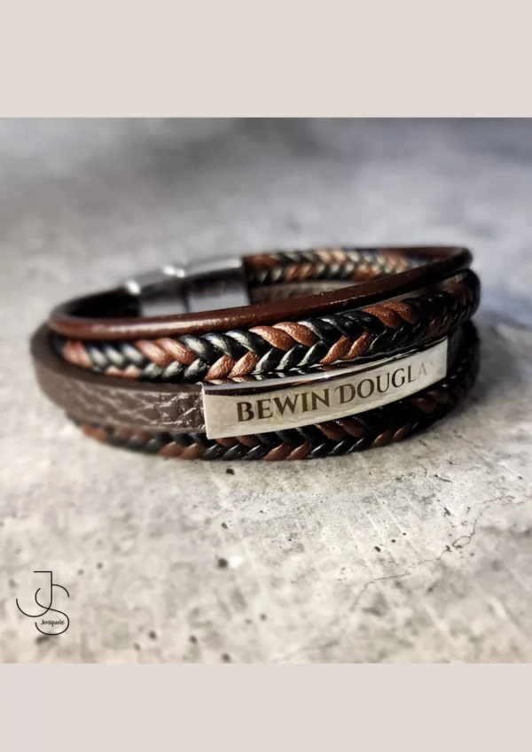 IMPRINT BROWN MENSLET - Customised engraved Bracelet for men
