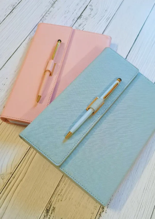 Premium Leather notebook with metallic Pen and Card holder sleeve