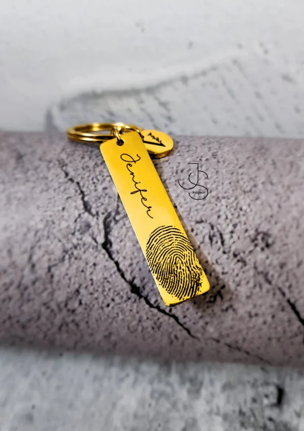 IMPRINT-KEYTAGS - Customized metallic keychain with Hand-written note and thumb impression (Both side engraving)