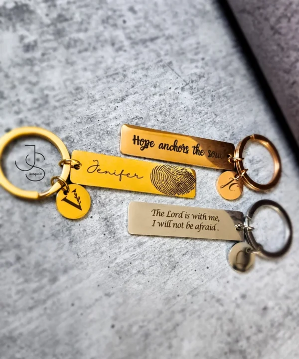 IMPRINT-KEYTAGS - Customized metallic keychain with Hand-written note and thumb impression (Both side engraving)