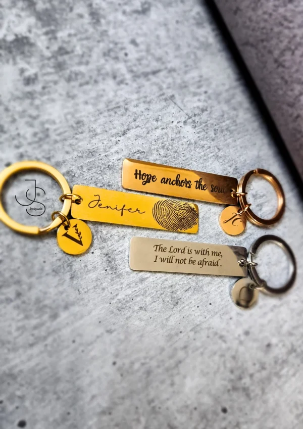 IMPRINT-KEYTAGS - Customized metallic keychain with Hand-written note and thumb impression (Both side engraving)