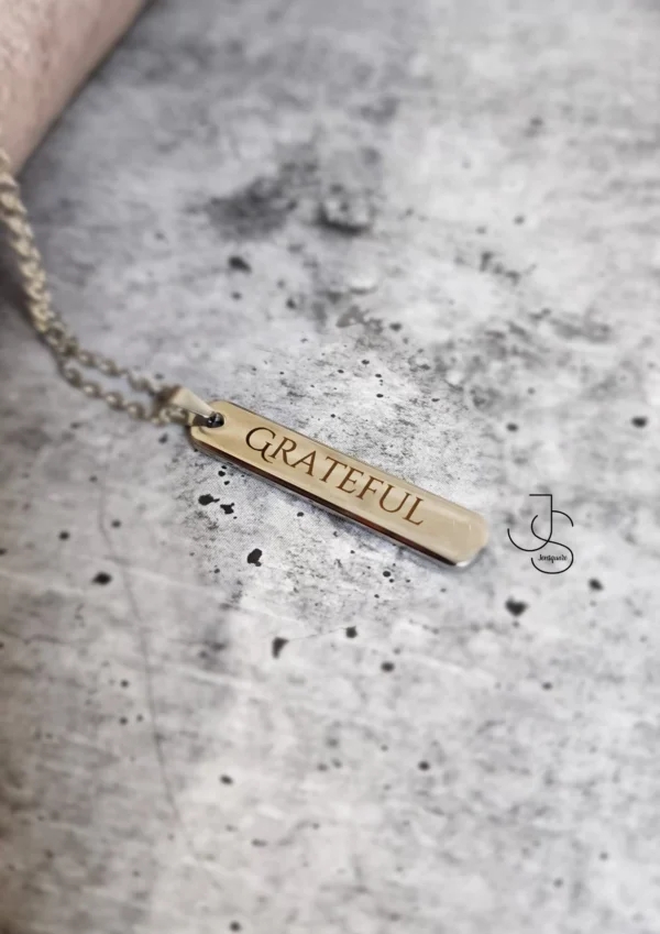 33 NAMETAGS - Customised metallic rectangular pendant Necklace Perfect for Him & Her.