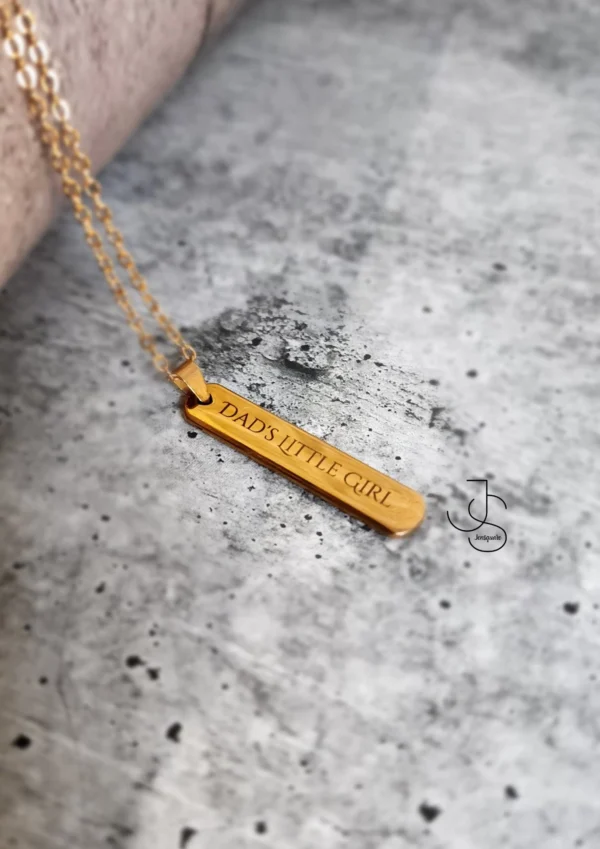 33 NAMETAGS - Customised metallic rectangular pendant Necklace Perfect for Him & Her.