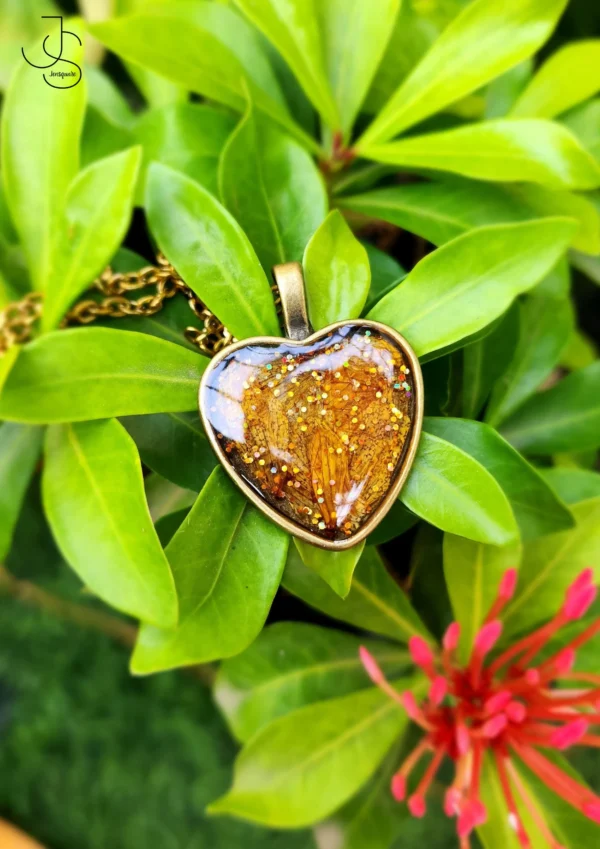 SPARKLY DREAMS - Real yellow petals tucked in antique hearts