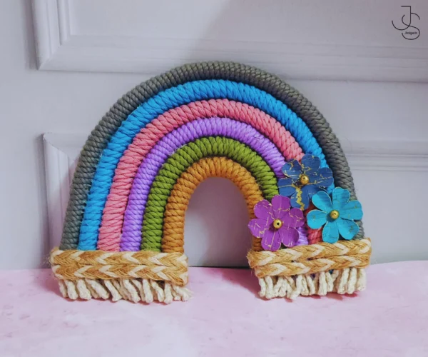RAINBOW-TASYMAC - Customized macrame décor with name and Flowers - perfect personalised gift for kids room, home décor, birthdays