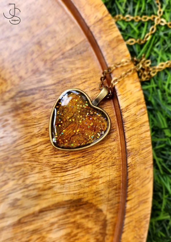 SPARKLY DREAMS - Real yellow petals tucked in antique hearts