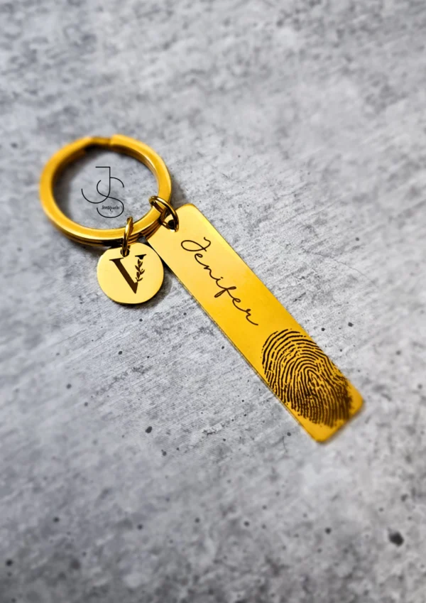 IMPRINT-KEYTAGS - Customized metallic keychain with Hand-written note and thumb impression (Both side engraving)