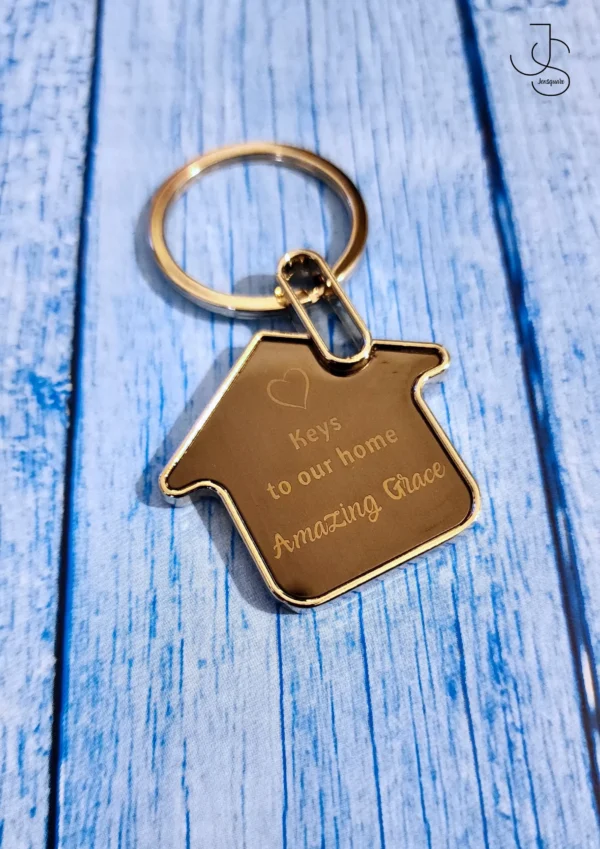 Customised Metallic Home keychain with message