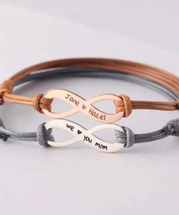 IMPRINT INFILETS- adjustable customized infinity bracelets for him and her
