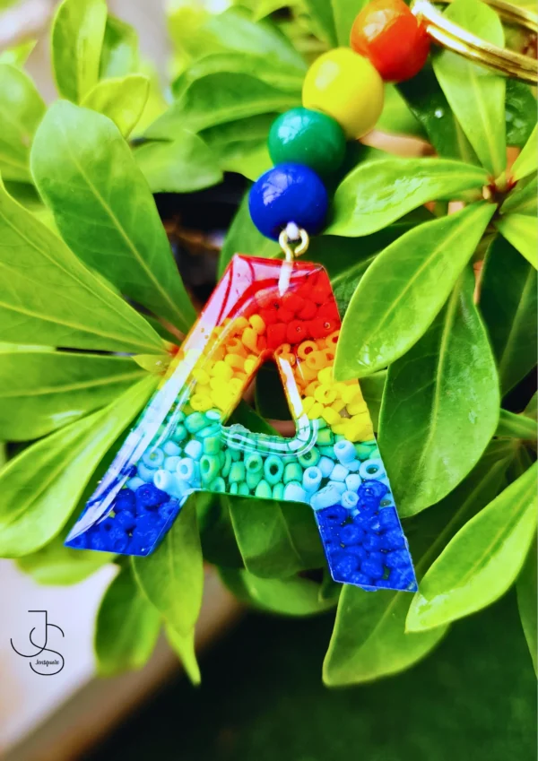 BEADO-RESIKEYS - Resin Initial Keychains with Beads