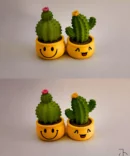 MINI CACTUS - Miniature cactus with smiley pots (Pack of 2) Best for dashboards, office desk and collections