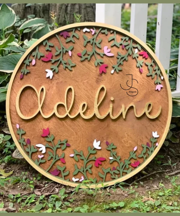 WOOD BOARDS - Personalized Round Shaped Wood Door Name Plate For Home Entrance, Outdoor Office