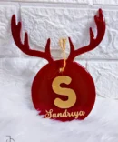 Jensquare Reindeer Horn Christmas tree ornament with customized initial