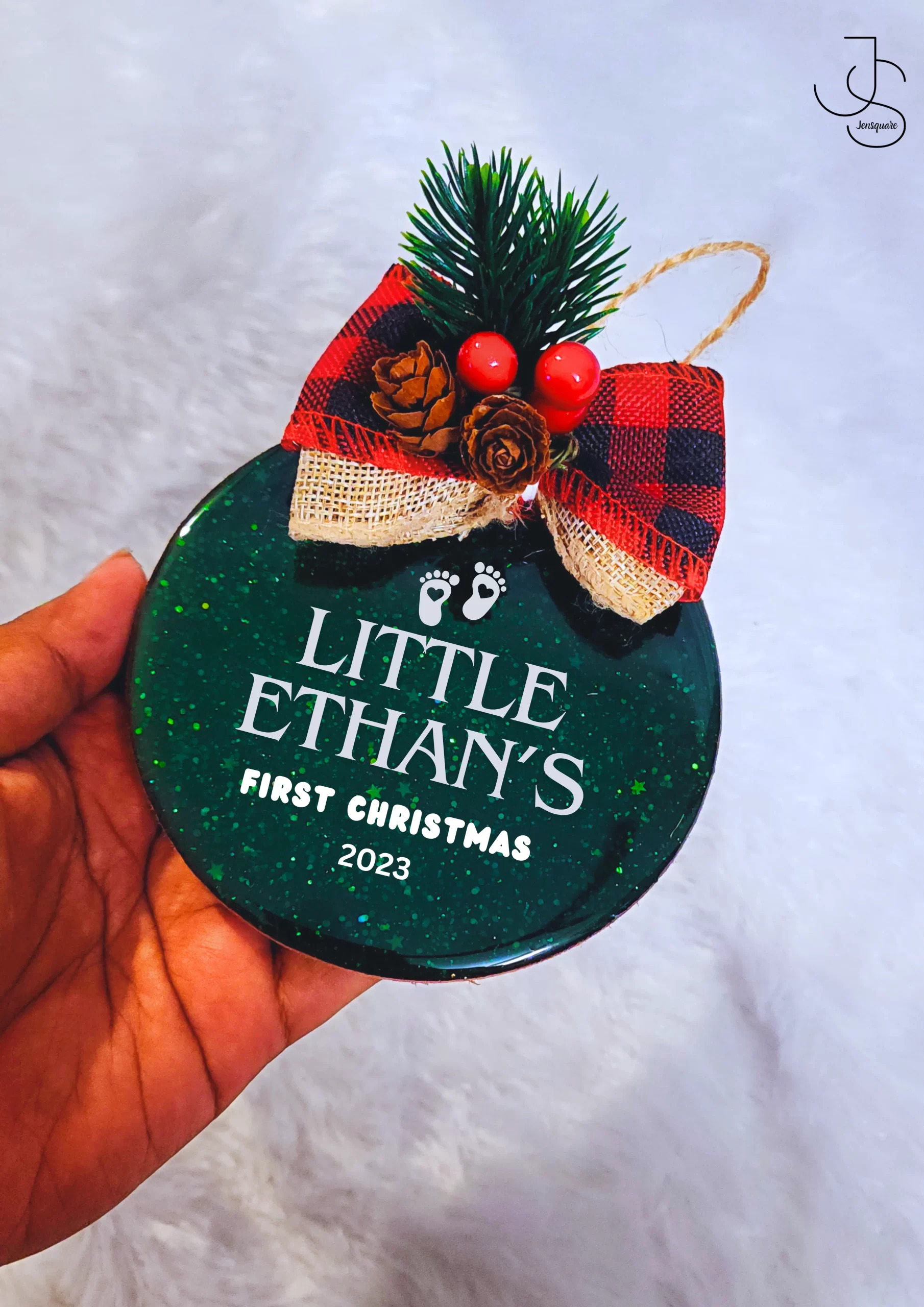 Personalised Christmas ornament on First Christmas for New borns and Newly weds