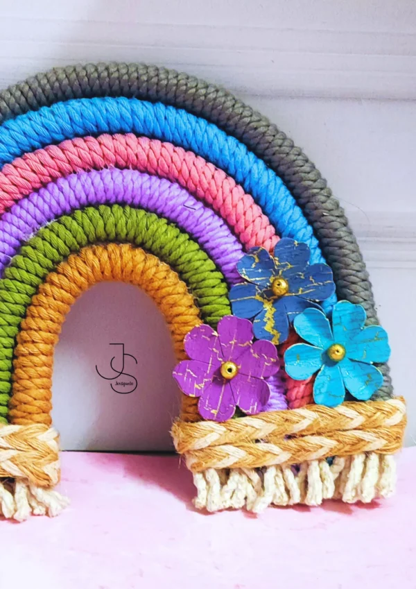RAINBOW-TASYMAC - Customized macrame décor with name and Flowers - perfect personalised gift for kids room, home décor, birthdays