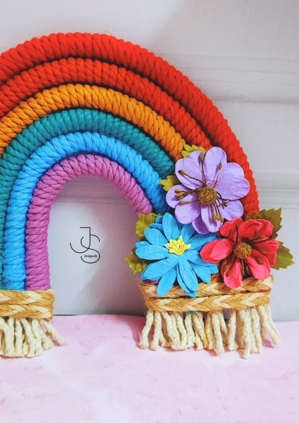 RAINBOW-TASYMAC - Customized macrame décor with name and Flowers - perfect personalised gift for kids room, home décor, birthdays
