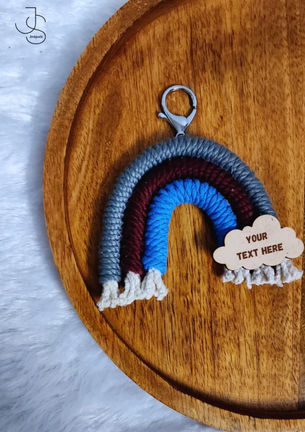 RAINBOWDANG - Rainbow Macrame car danglers / Keychains with customized text