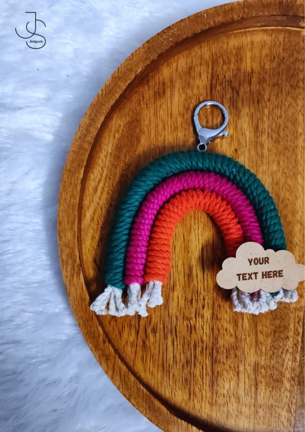 RAINBOWDANG - Rainbow Macrame car danglers / Keychains with customized text