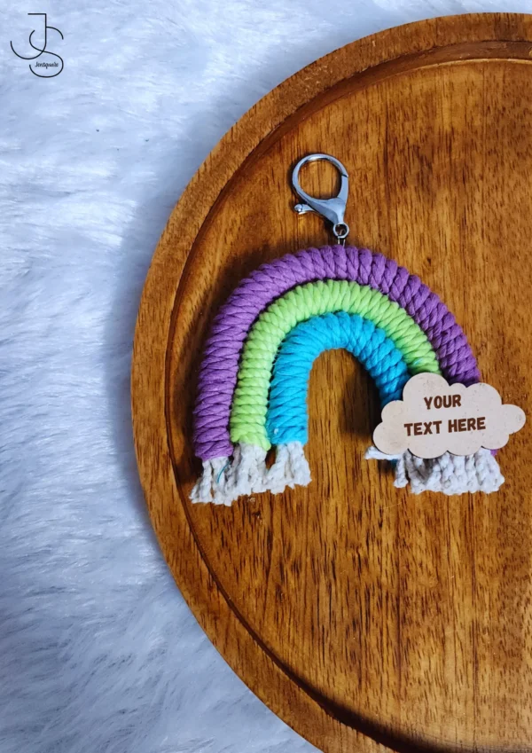 RAINBOWDANG - Rainbow Macrame car danglers / Keychains with customized text