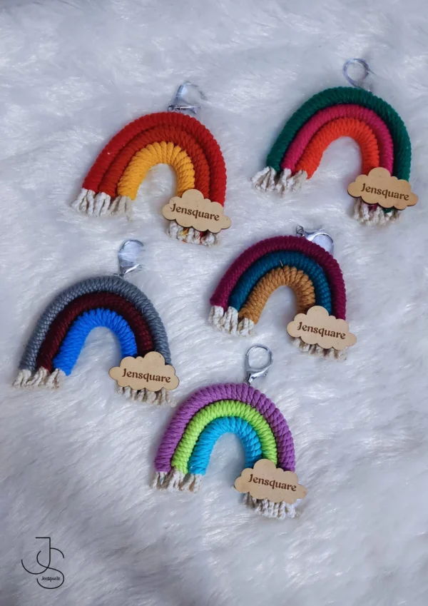 RAINBOWDANG - Rainbow Macrame car danglers / Keychains with customized text