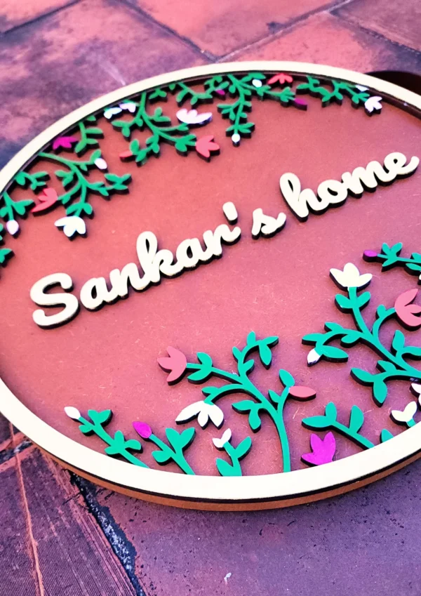 WOOD BOARDS - Personalized Round Shaped Wood Door Name Plate For Home Entrance, Outdoor Office