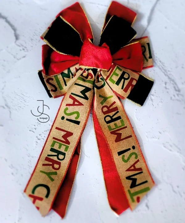 Multicolor Big Burlap christmas Bow