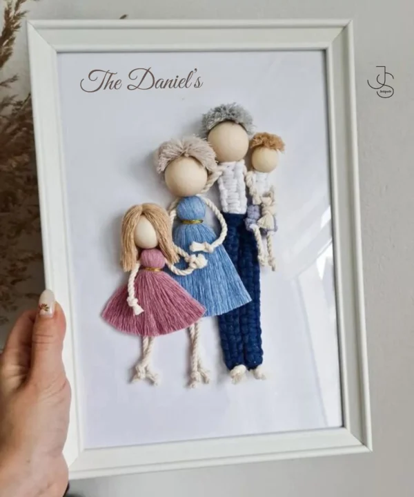 BEADOLLS IN A BOX - Wooden bead and tassel based customized dolls in a shadow box, personalised gifts for birthdays and anniversaries and family gatherings