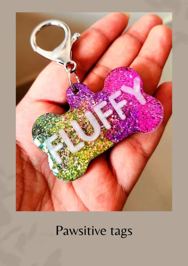 RESITAGS - customized Sparkly Resin dog tags