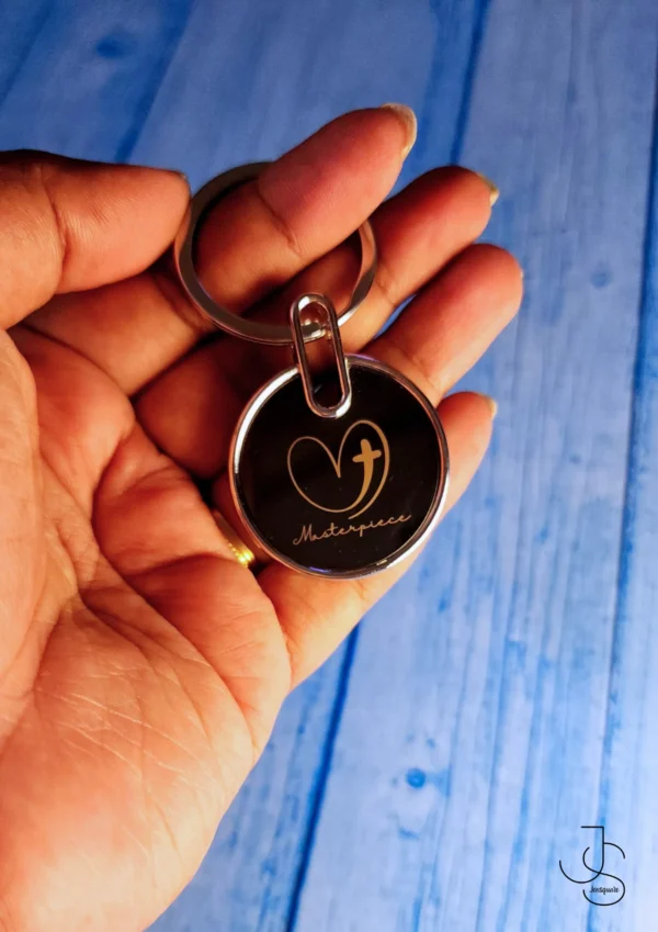 Customised Metallic circular keychain with message