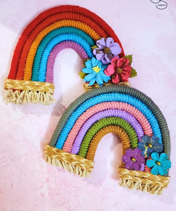 RAINBOW-TASYMAC - Customized macrame décor with name and Flowers - perfect personalised gift for kids room, home décor, birthdays