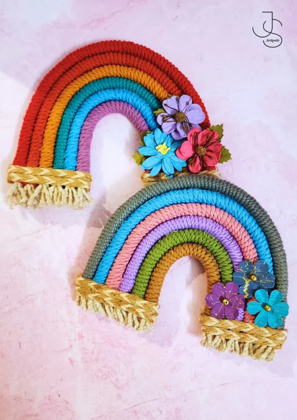 RAINBOW-TASYMAC - Customized macrame décor with name and Flowers - perfect personalised gift for kids room, home décor, birthdays