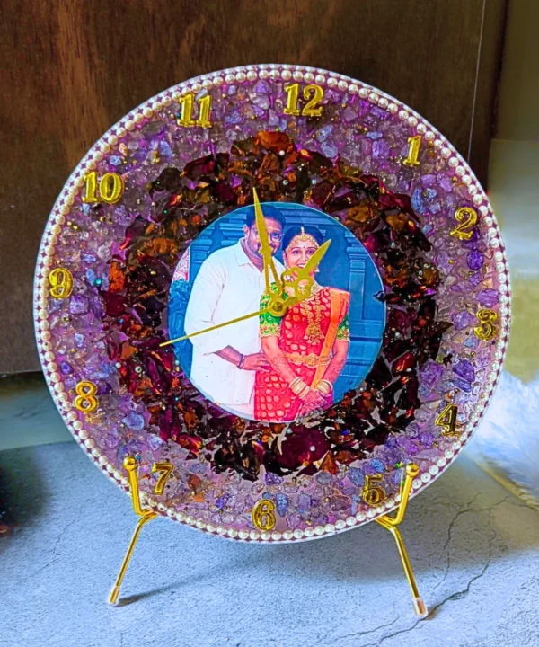 FLOROCLOCKS - 10" Resin clocks with preserved flowers - Customized Gift for couples for anniversaries, birthday and wedding