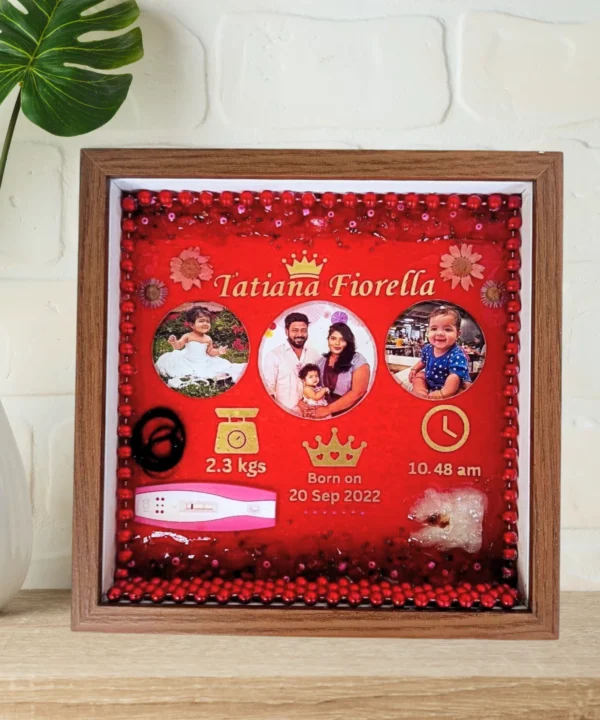 BAEBOSTORO RESIN EDITION - PERSONALIZED BABY BIRTH MILESTONES WALL FRAMES – NEW BORN BABY GIFTS FOR BABY BOY OR BABY GIRL