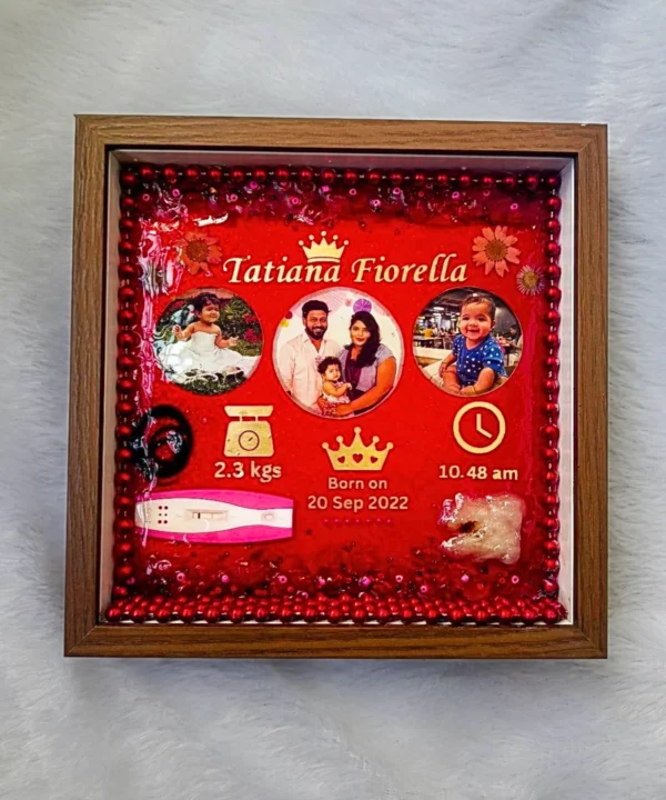 BAEBOSTORO RESIN EDITION - PERSONALIZED BABY BIRTH MILESTONES WALL FRAMES – NEW BORN BABY GIFTS FOR BABY BOY OR BABY GIRL