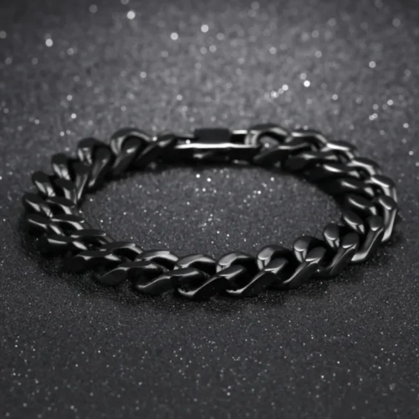 CHIC MENSLET - Lustrous 18K Black Cuban Link Bracelet for Men