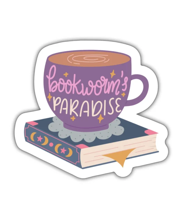BOOKWORM'S PARADISE | Cute Aesthetic Sticker, Motivational Sticker, Matt Laminated Vinyl Stickers, Mobile Sticker, Laptop Stickers