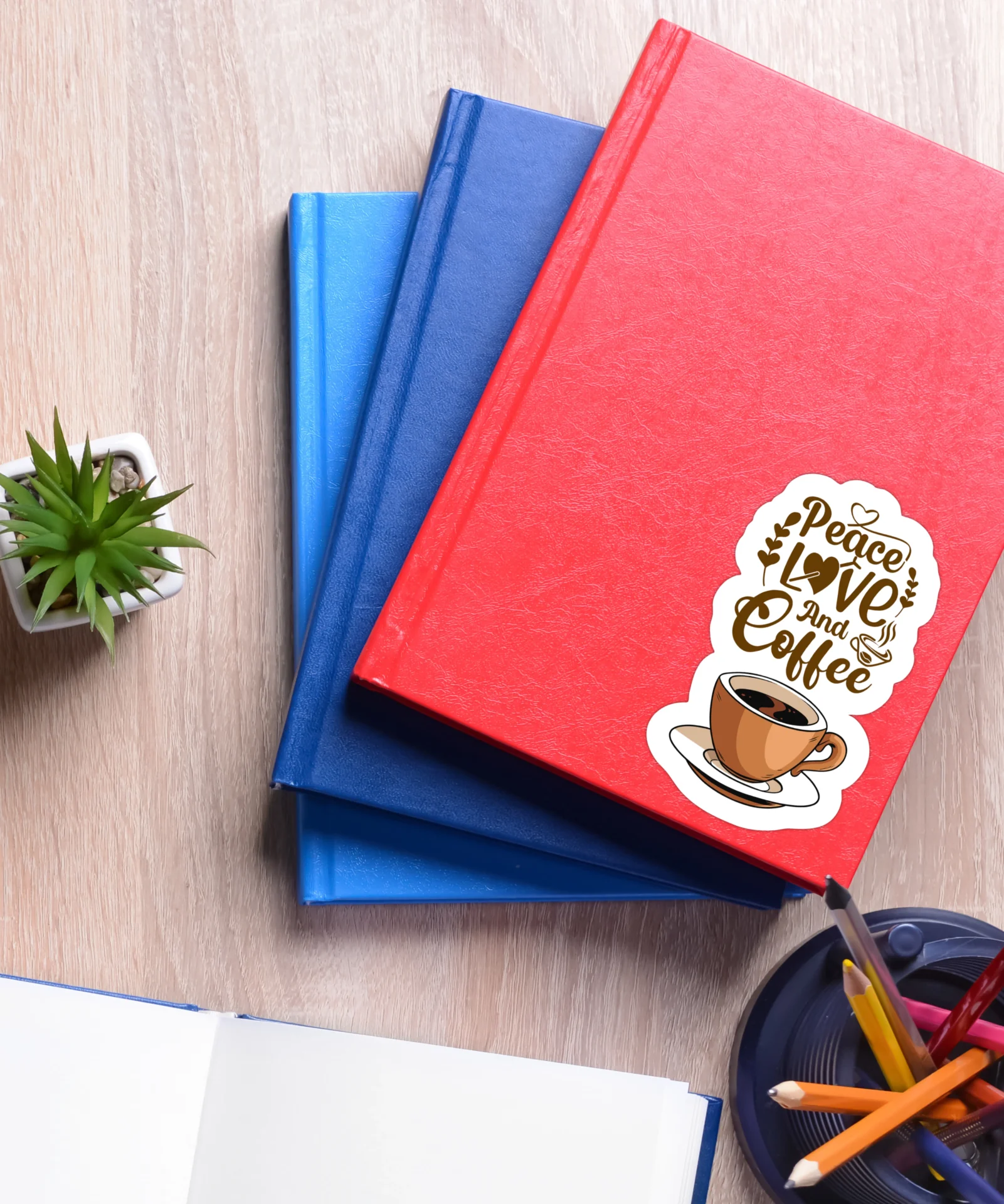 PEACE LOVE AND COFFEE | Cute Aesthetic Sticker, Motivational Sticker, Matt Laminated Vinyl Stickers, Mobile Sticker, Laptop Stickers