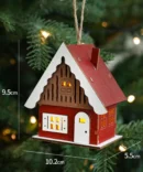 Miniature Christmas House Ornament 1 | Wooden Christmas Home with Lights