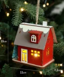 Miniature Christmas House Ornament 2 | Wooden Christmas Home with Lights