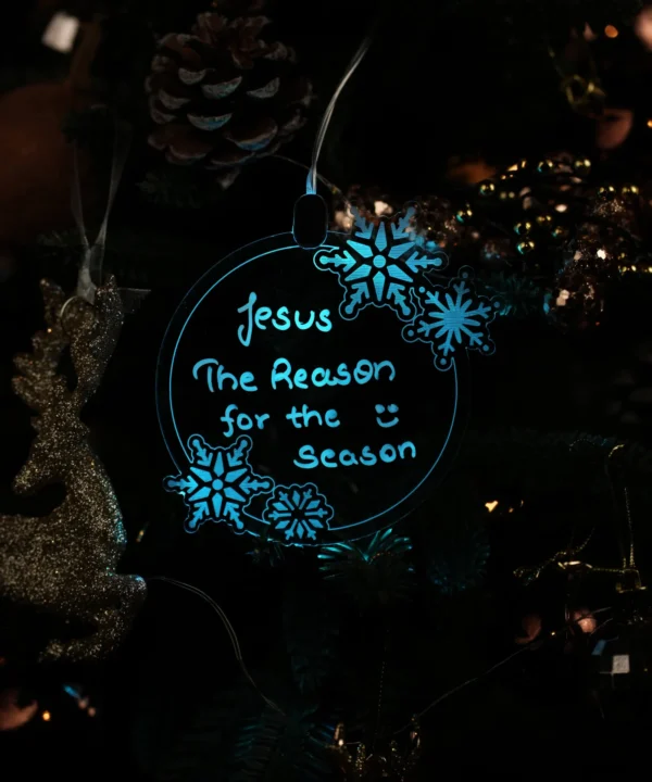 Glowing LED acrylic Christmas ornament | Flashing lights decor with white pen