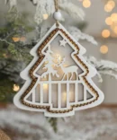 Christmas Wooden carved Tree ornament | Wooden embellishment Tree with lights