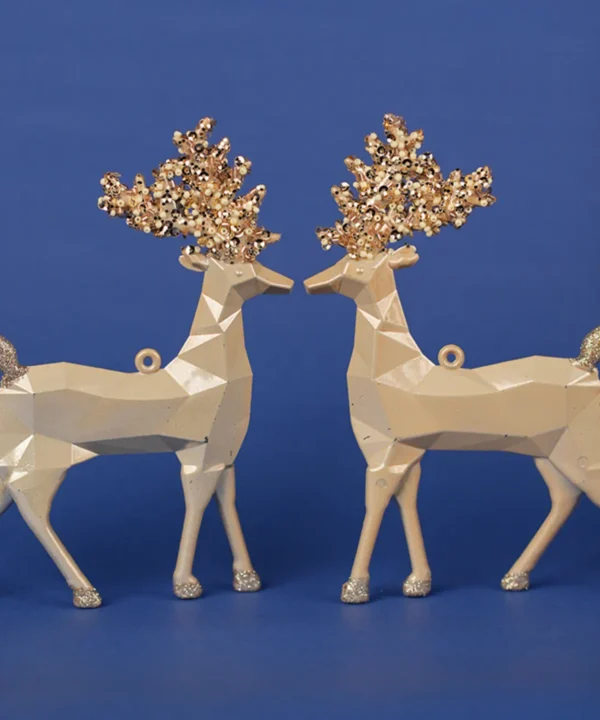 Christmas Ornamental Reindeers | 15cm decors - Set of 2