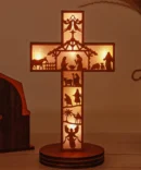 1 LOVE ON THE CROSS - Wooden engraved Nativity Christmas Decoration