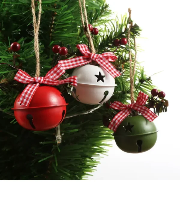 Metal Jingles - Pack of 3 ornaments | Red, Green and White Christmas Decoration