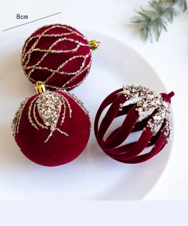 Christmas Tree Velvet Balls - 3 Pcs Box | Christmas Ornaments