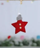 Creative Red Star with Snow hat Holiday Christmas Ornaments | Pack of 2