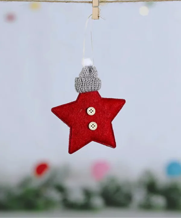 Creative Red Star with Snow hat Holiday Christmas Ornaments | Pack of 2