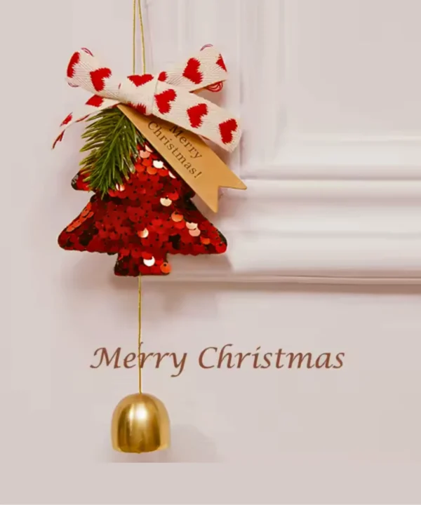 Festive cheer Sequins tree and Bell Ornament | Seasonal car hanging